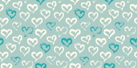 Seamless heart pattern hand painted with ink brush Stock Illustration