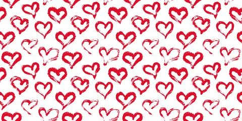 Seamless heart pattern hand painted with ink brush Stock Illustration