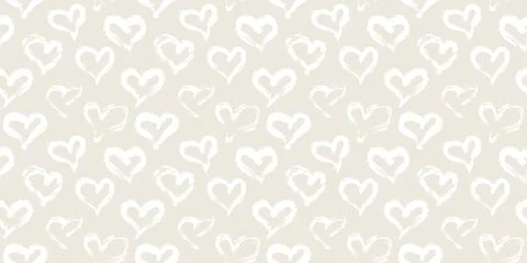 Seamless heart pattern hand painted with ink brush Stock Illustration