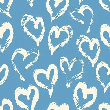 Seamless heart pattern. Hand painted ink brush Stock Illustration