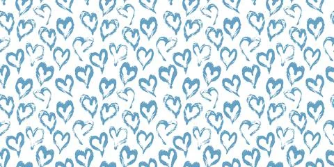 Seamless heart pattern. Hand painted ink brush Stock Illustration