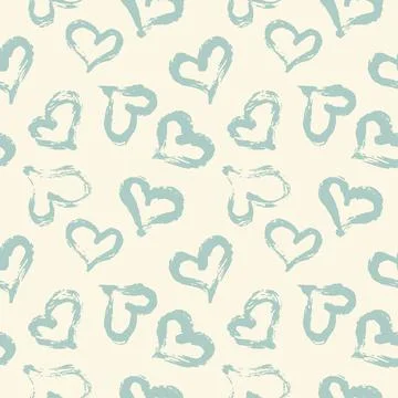 Seamless heart pattern. Hand painted ink brush 스톡 일러스트