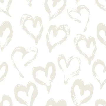 Seamless heart pattern. Hand painted ink brush Stock Illustration