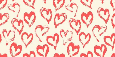 Seamless heart pattern. Hand painted ink brush Illustrazione stock