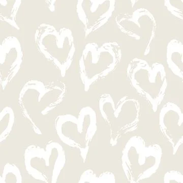 Seamless heart pattern. Hand painted ink brush Illustrazione stock