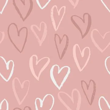 Seamless heart pattern. Ink grunge background. Vector illustration. Stock Illustration