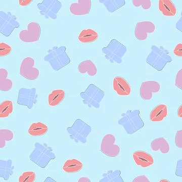Seamless Heart Pattern on a Light Blue Background. Vector Illustration Stock-Illustration