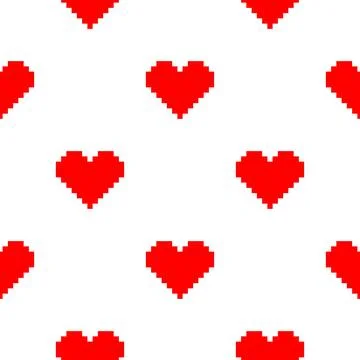 Seamless heart pattern with pixel theme with full shape Illustrazione stock