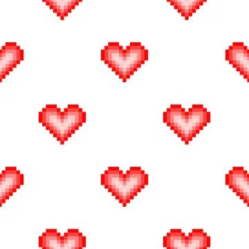 Seamless heart pattern with pixel theme with pink gradient Illustrazione stock