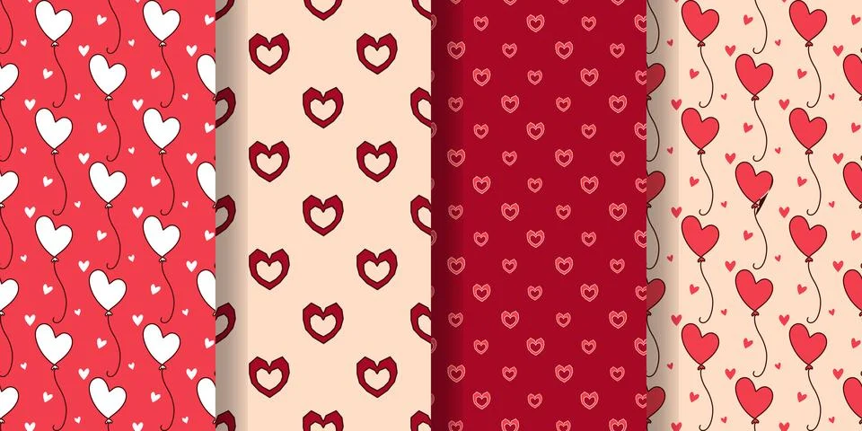 Seamless heart pattern set vector graphics 库存插图