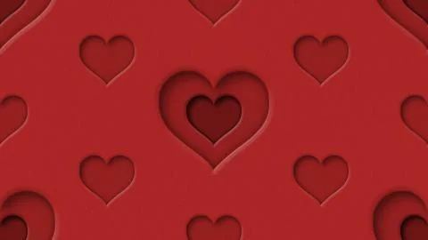 Seamless heart shapes pattern 3d rendering illustration background Stock Illustration