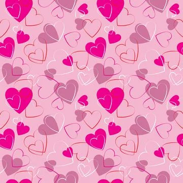 Seamless hearts cute pattern design vector background Stock Illustration