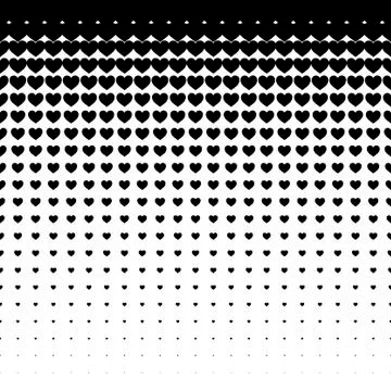 Seamless Hearts pattern black n white background Stock Illustration