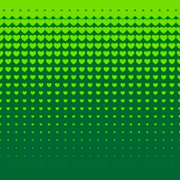 Seamless hearts pattern green background Illustrazione stock