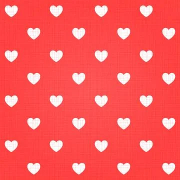 Seamless hearts pattern on linen texture Stock Illustration