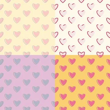 Seamless hearts polka dot pattern with retro texture イラスト素材