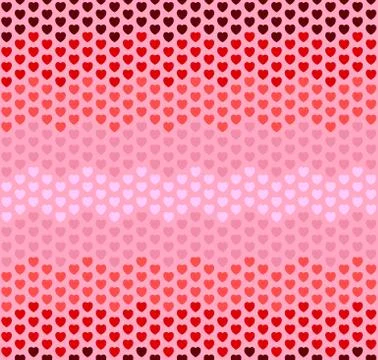 Seamless hearts zigzag pattern on pink background Stock Illustration