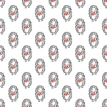 Seamless hedgehogs pattern Stock Illustration