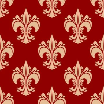 Seamless heraldic fleur-de-lis floral pattern 스톡 일러스트