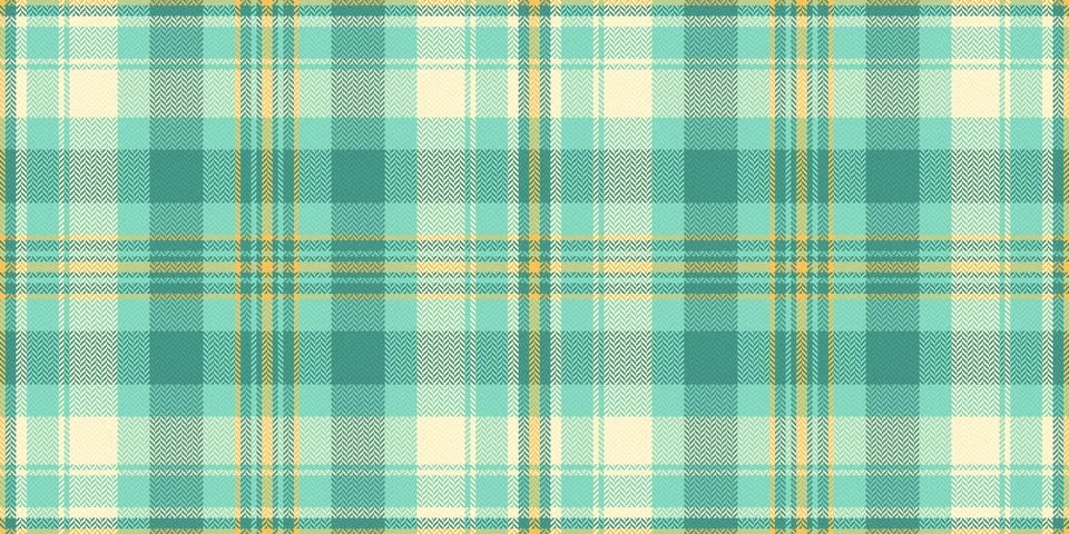This seamless herringbone plaid pattern features soft teal and cream hues wit Stock Illustration