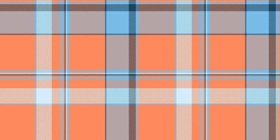Seamless herringbone plaid pattern in vibrant orange and sky blue. This class Stock Illustration