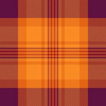 Seamless herringbone plaid pattern in vibrant orange and deep purple. This cl Stock Illustration