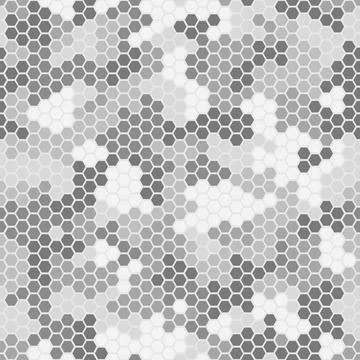 Seamless hex digital arctic snow spot camo texture for army or hunting textile Stock Illustration