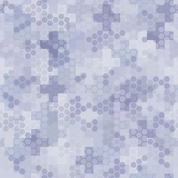 Seamless hex digital arctic snow spot camo texture for army or hunting textile Stock Illustration