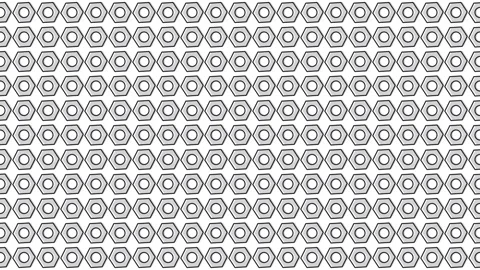 Seamless hex nut pattern on white background Video stock 306960877