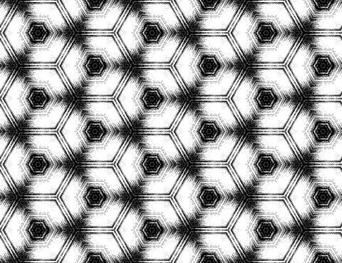 Seamless hexagon pattern, abstract black and white textured kaleidoscope effect 스톡 일러스트