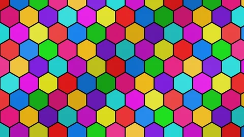 Seamless Hexagon Pattern Background - Vibrant Abstract Geometric Honeycomb .. Stock Footage 333799889