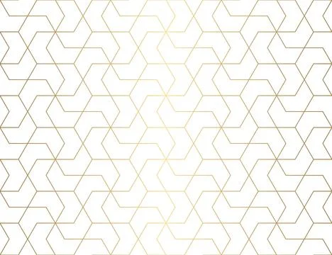 Seamless hexagon pattern with gold grid lines. Stock Illustration