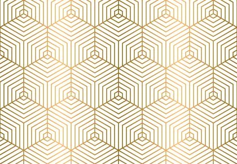 Seamless hexagon pattern with gold strip line. Stock Illustration