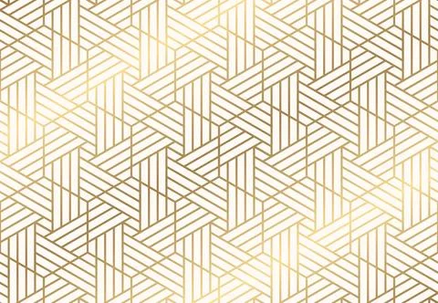 Seamless hexagon pattern with gold striped lines. Stock Illustration