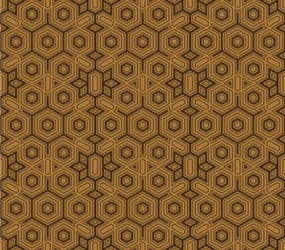 Seamless hexagon pattern golden brown Stock Illustration