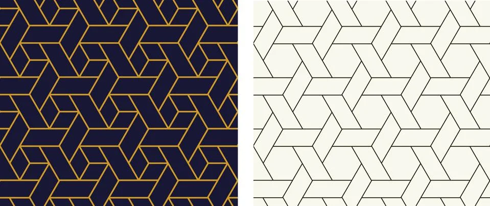 Seamless Hexagon pattern in linear style, vector Stock Illustration
