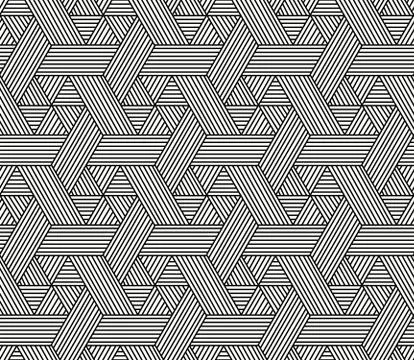 Seamless Hexagon pattern in rattan style, vector Stock Illustration