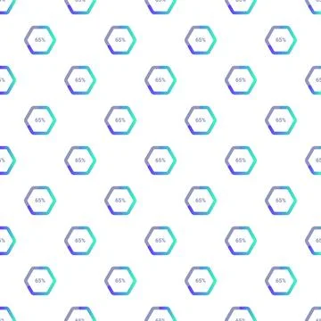 Seamless hexagon progress indicator pattern displaying 65 percent 스톡 일러스트