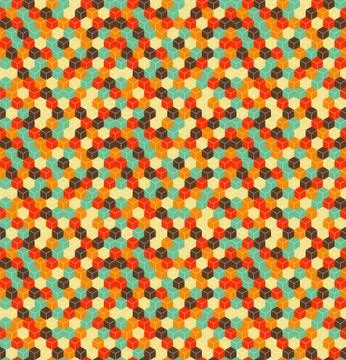 Seamless hexagonal - cube, cubic, honeycomb; pattern, 3d illusion, in vintage Stock Illustration