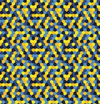 Seamless hexagonal - cube, cubic, honeycomb; pattern, 3d illusion, in yellow  Stock Illustration