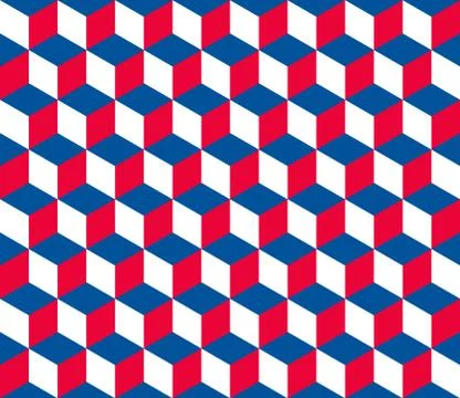 Seamless hexagonal (cube) pattern in colors of the czech republic Stock Illustration