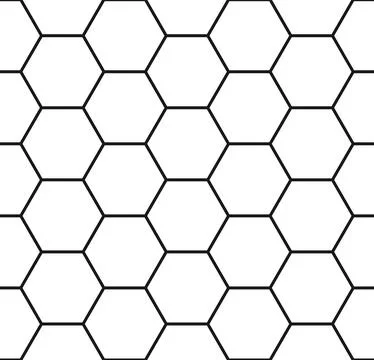 Seamless Hexagonal Honeycomb Repeating Line Art Pattern Vector Stock Illustration