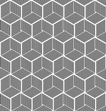 Seamless hexagonal line cube pattern 스톡 일러스트