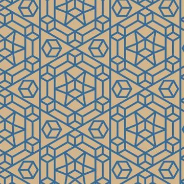 Seamless hexagonal mosaic grid pattern. indian, persian ornamental design Stock Illustration