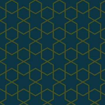 Seamless hexagonal mosaic grid pattern. indian, persian ornamental design Stock Illustration