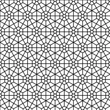 Seamless hexagonal mosaic grid pattern. indian, persian ornamental design Stock Illustration