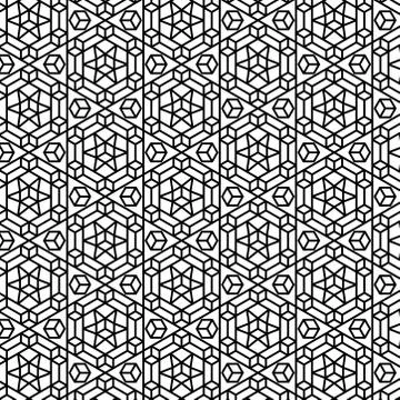 Seamless hexagonal mosaic grid pattern. indian, persian ornamental design Stock Illustration