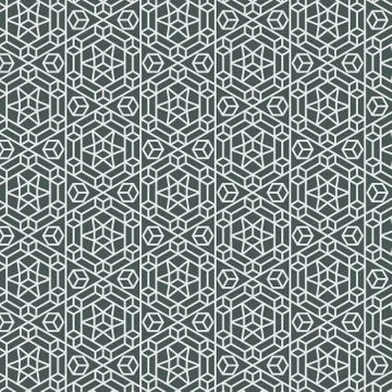 Seamless hexagonal mosaic grid pattern. indian, persian ornamental design Stock Illustration