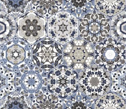 Seamless hexagonal mosaic tiles イラスト素材