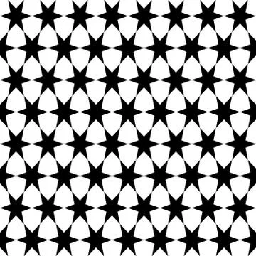Seamless hexagonal star pattern. black and white texture pattern. Stock Illustration